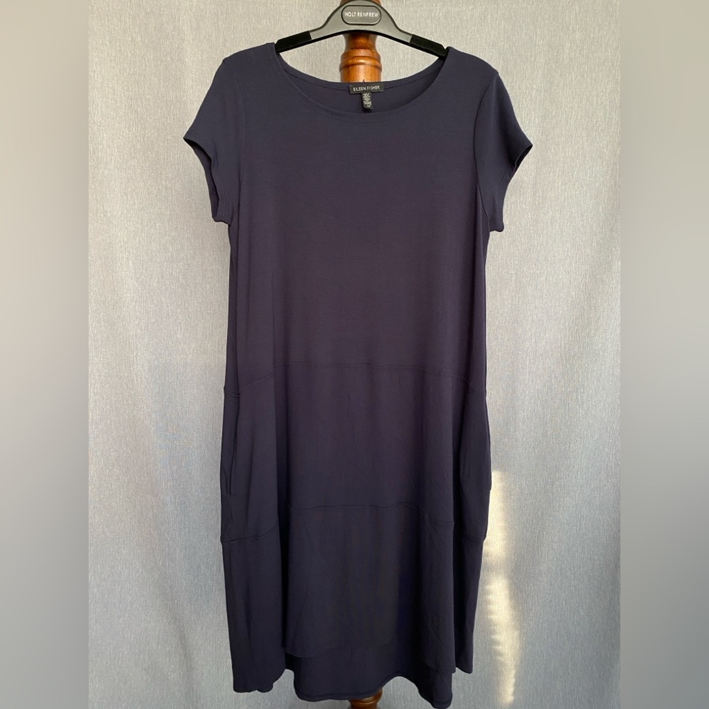 Eileen Fisher | Navy Flowy Midi Dress
